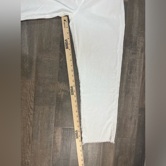 Frank and Eileen White Kinsale Cropped Pants w/ Raw Hem Cotton and Flax … - Picture 11 of 14